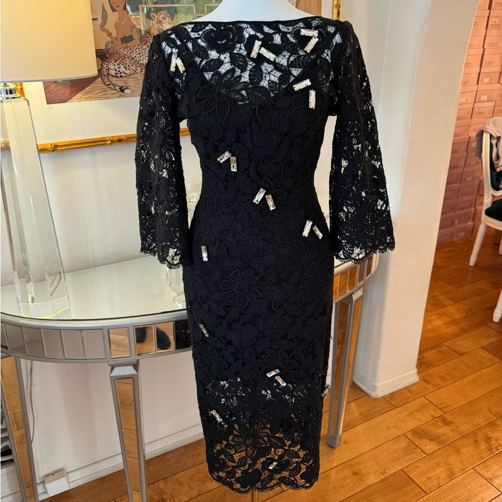 BLACK DIAMONDS BY GIANCARLO POLLASTRI DRESS. With Rhinestones. Made In Italy.